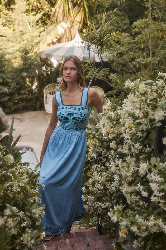 Jaylan Embroidered Sleeveless Maxi Dress