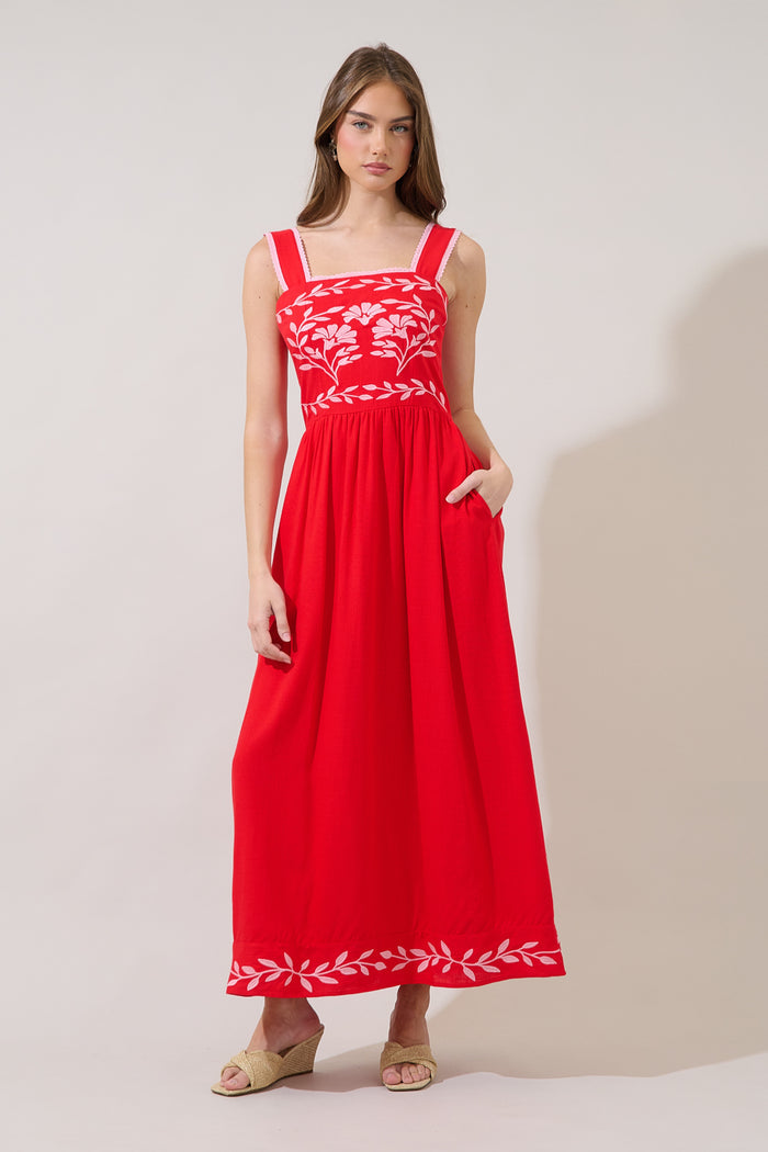 Jaylan Embroidered Sleeveless Maxi Dress