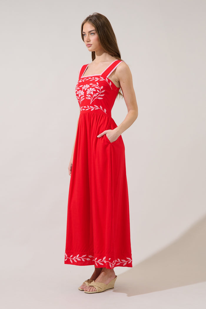 Jaylan Embroidered Sleeveless Maxi Dress