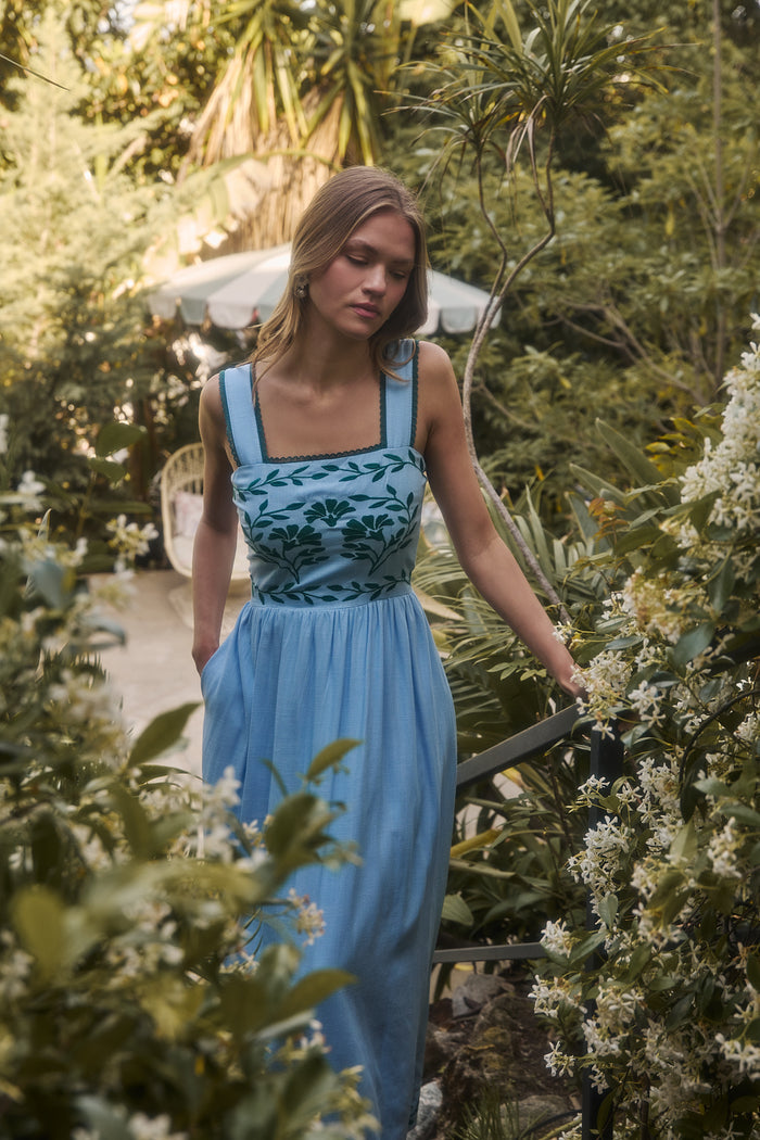 Jaylan Embroidered Sleeveless Maxi Dress