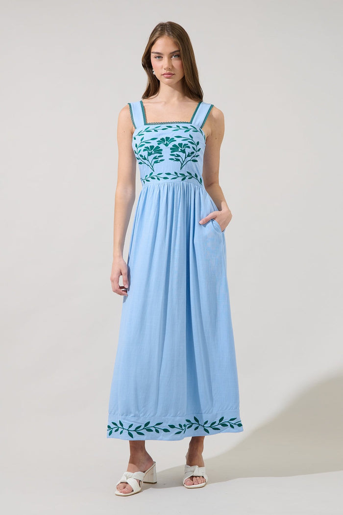 Jaylan Embroidered Sleeveless Maxi Dress