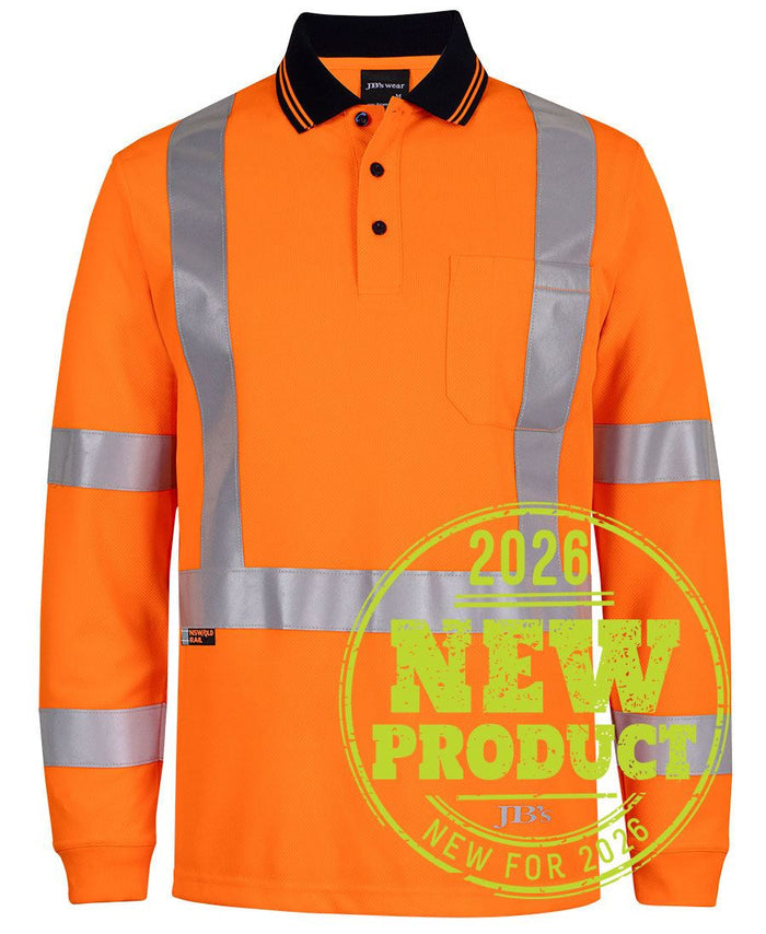 JB's Hi Vis L/S NSW/QLD Rail Biomotion X-Back Polo 6DAQL