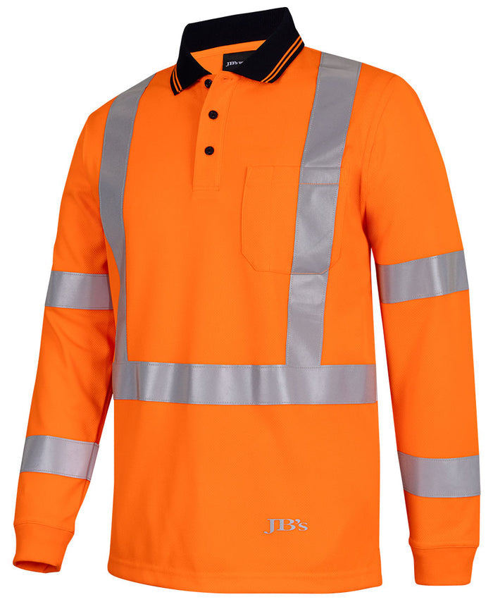 JB's Hi Vis L/S NSW/QLD Rail Biomotion X-Back Polo 6DAQL