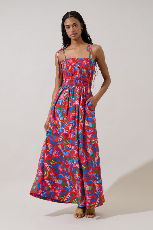 Juciel Smocked Maxi Dress Tropical