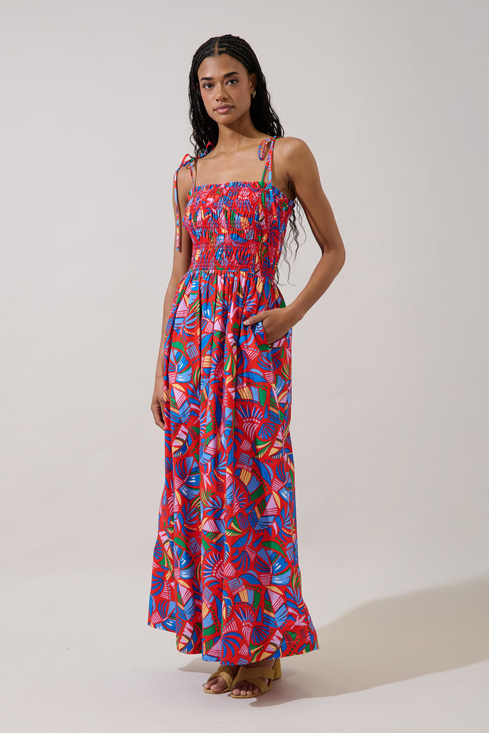 Juciel Smocked Maxi Dress Tropical