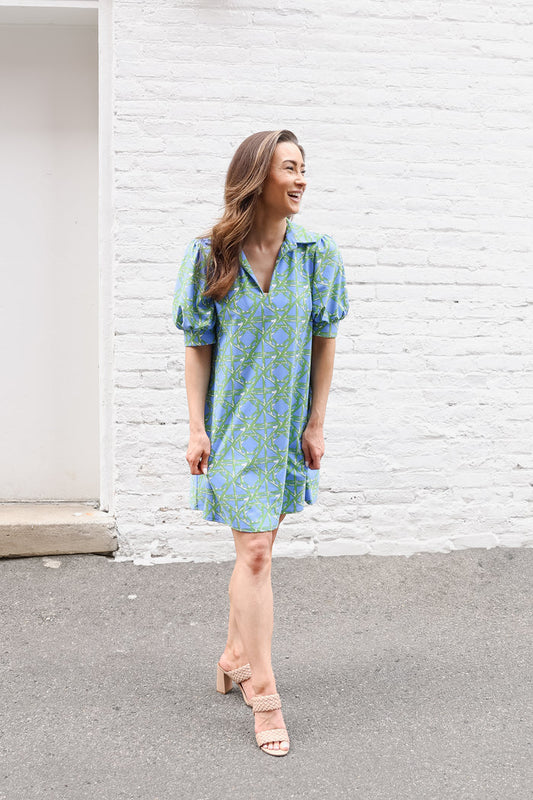 Jude Connally Emerson Dress - Bamboo Rattan Cornflower