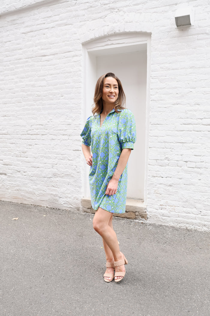 Jude Connally Emerson Dress - Bamboo Rattan Cornflower