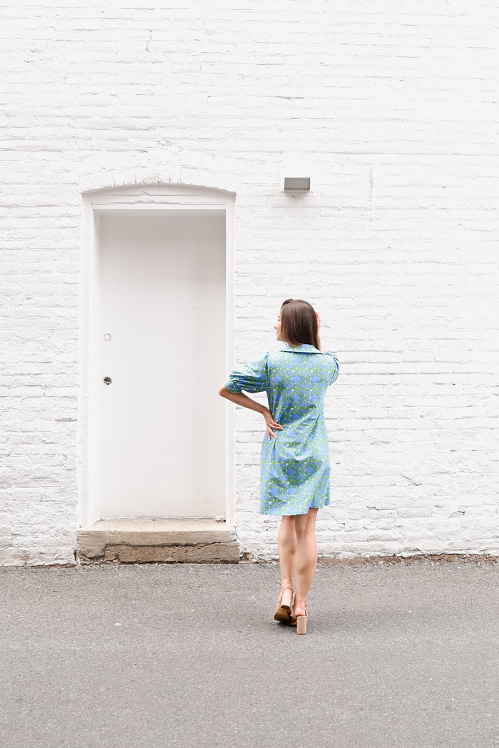 Jude Connally Emerson Dress - Bamboo Rattan Cornflower