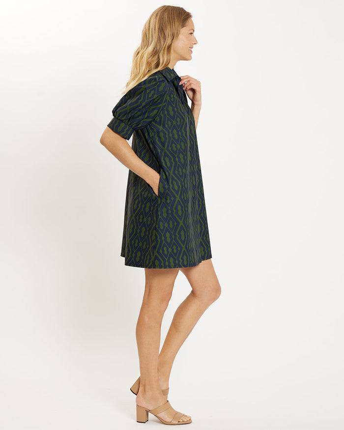 Jude Connally Emerson Dress - Moroccan Trellis Navy Loden - Sale