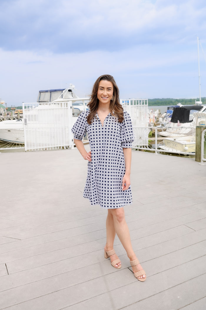 Jude Connally Emerson Dress - Petite Rattan Navy