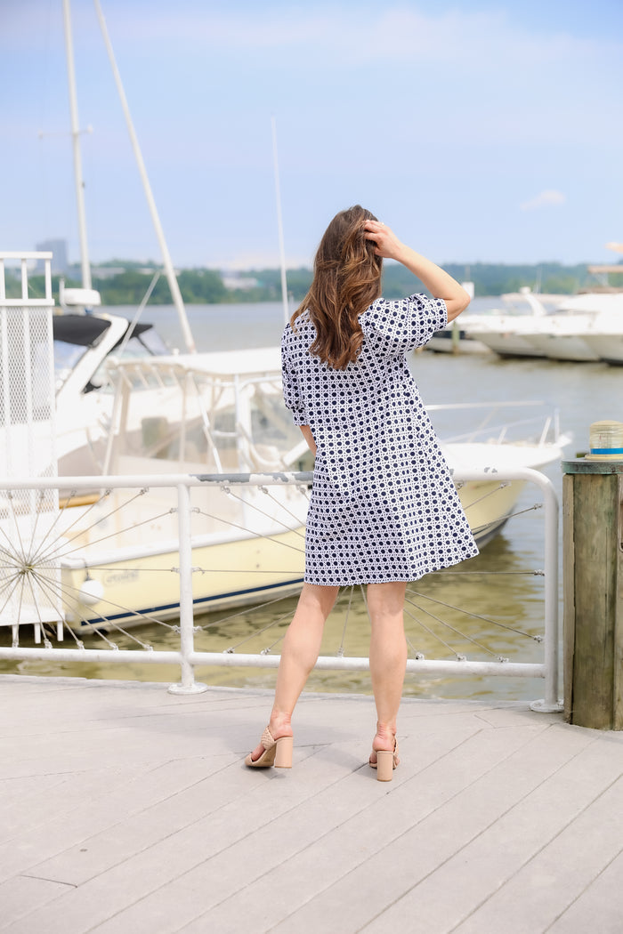 Jude Connally Emerson Dress - Petite Rattan Navy