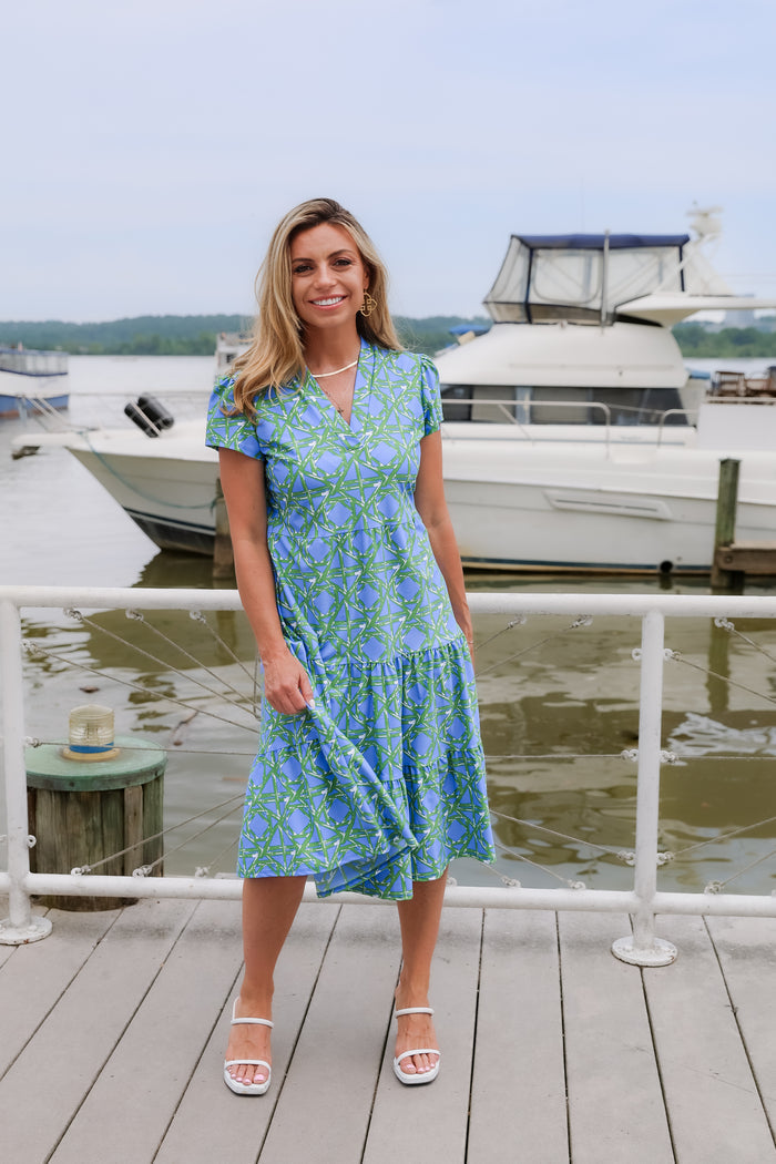 Jude Connally Libby Dress - Bamboo Rattan Cornflower