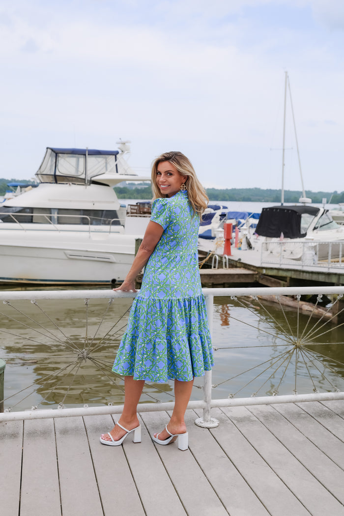 Jude Connally Libby Dress - Bamboo Rattan Cornflower