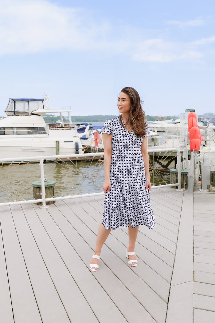 Jude Connally Libby Dress - Petite Rattan Navy