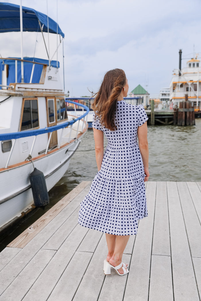 Jude Connally Libby Dress - Petite Rattan Navy