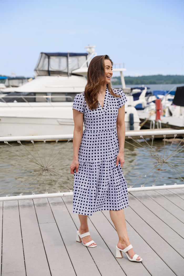 Jude Connally Libby Dress - Petite Rattan Navy