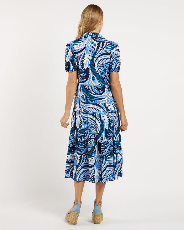 Jude Connally Portia Dress - Sundance Paisley Navy/Peacock
