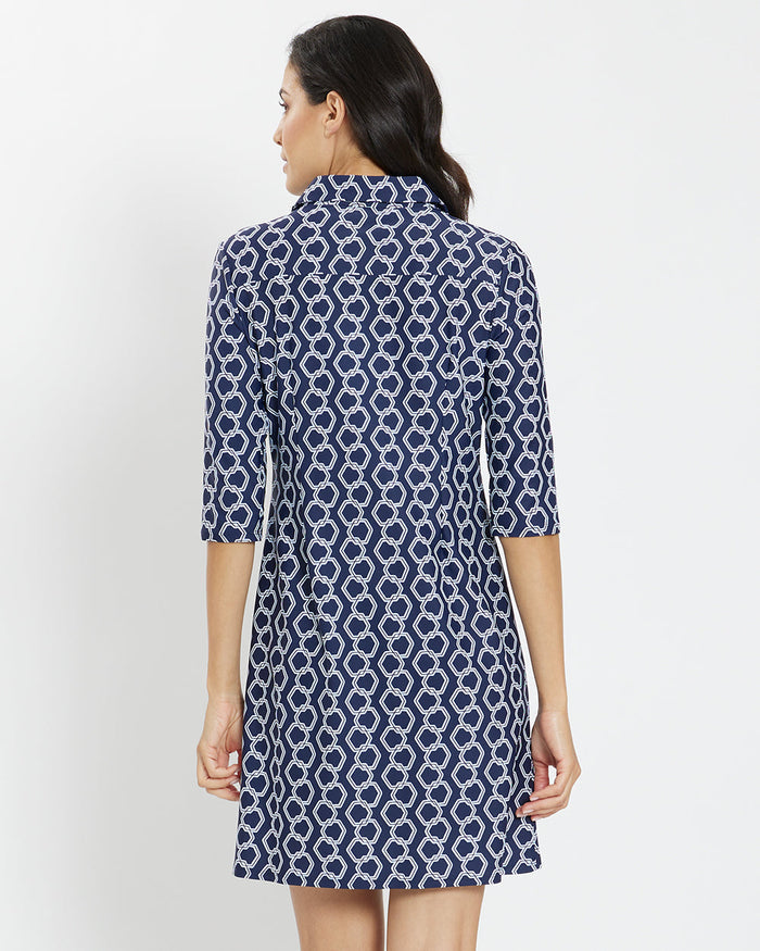 Back view of the Jude Connally Susanna Dress - Dancing Links Navy