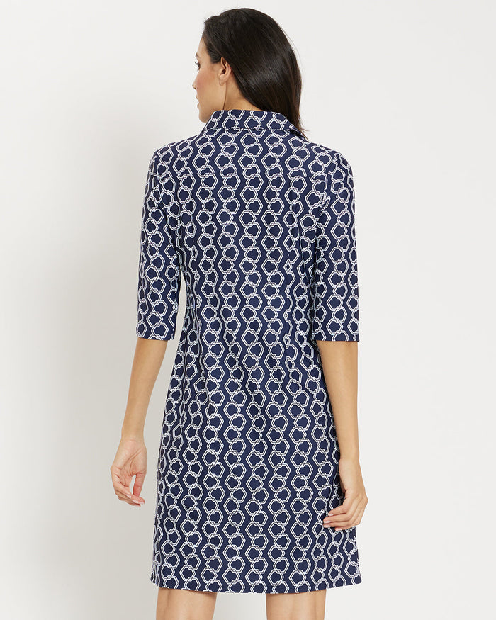 Back view of the Jude Connally Susanna Dress - Dancing Links Navy