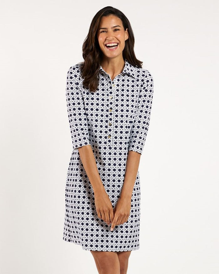 Jude Connally Susanna Dress - Petite Rattan Navy