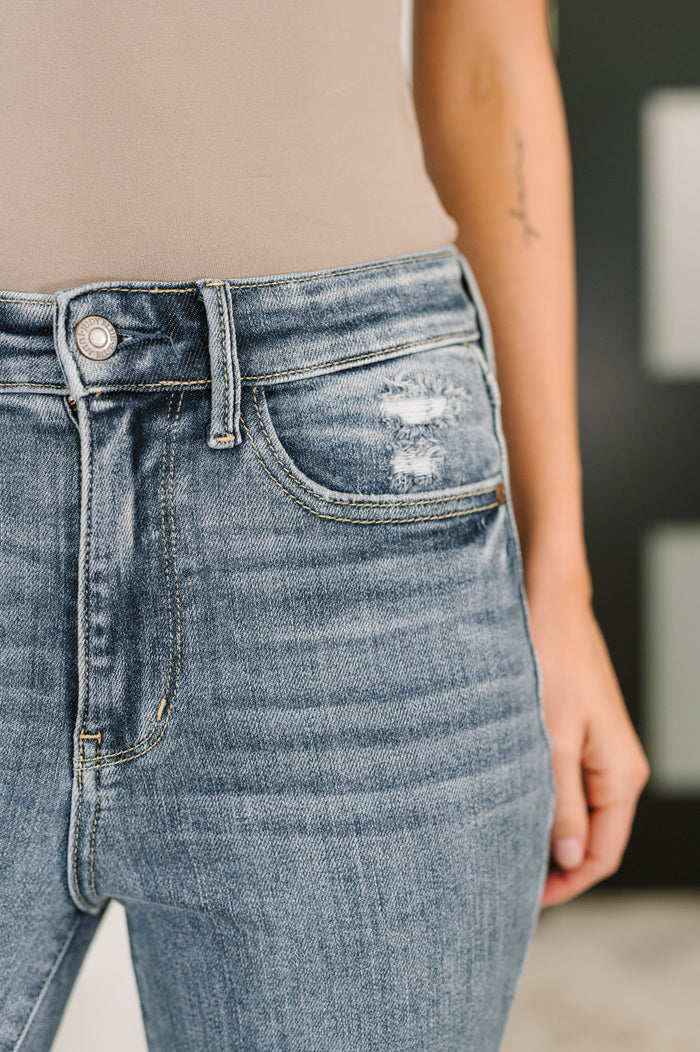 Judy Blue High Waist Bootcut with Fray Hem Jeans