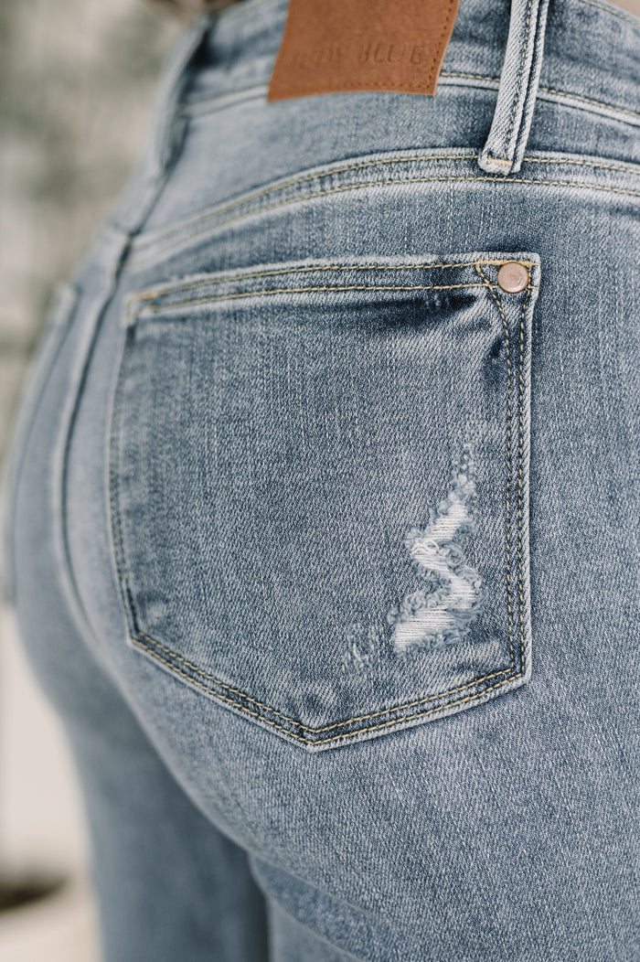 Judy Blue High Waist Bootcut with Fray Hem Jeans