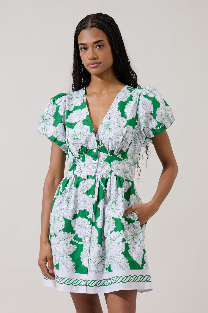 Kasina Button Down Mini Dress Renza Floral