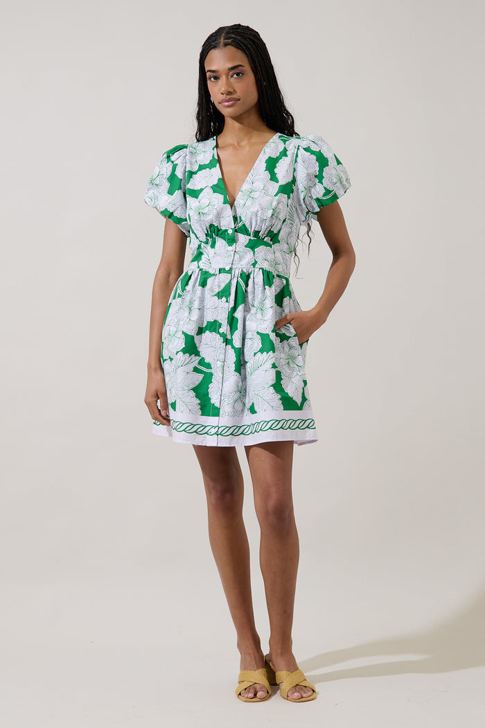 Kasina Button Down Mini Dress Renza Floral