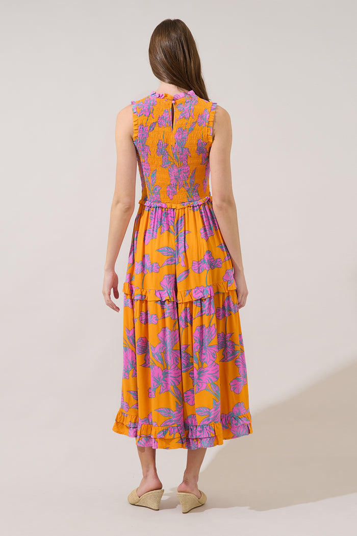 Kathia Smocked Midi Dress Floral