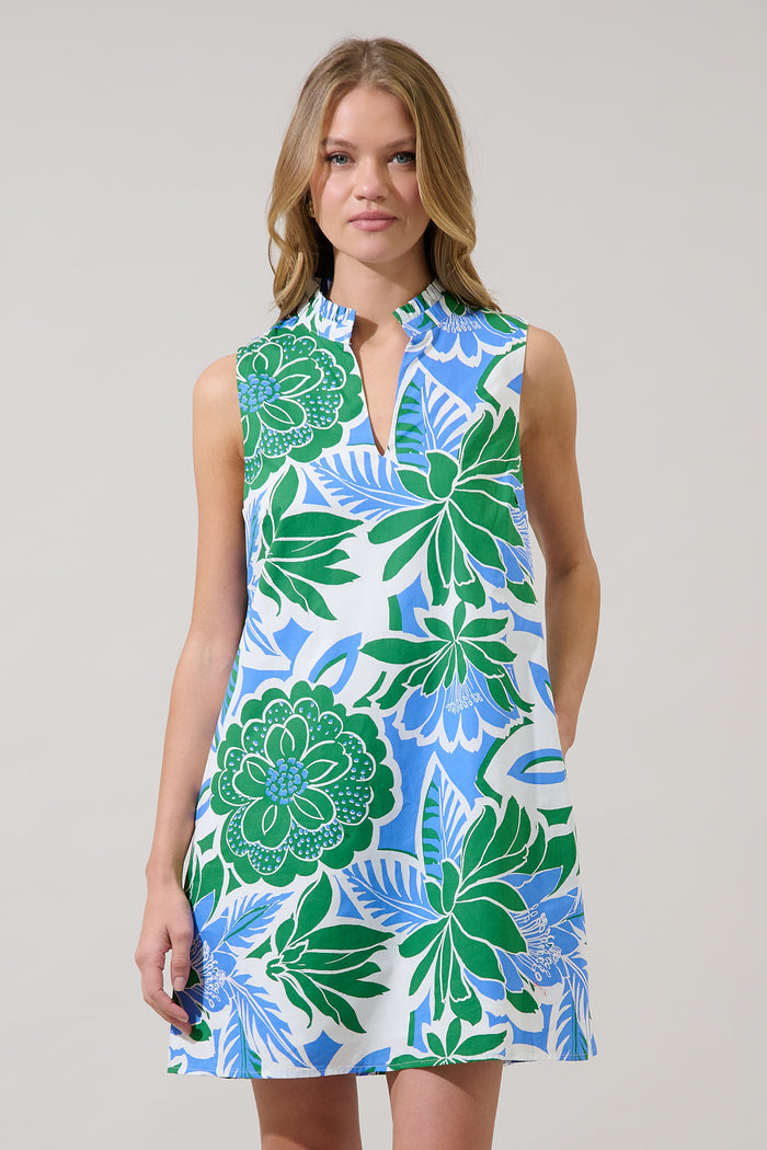 Kelsia Sleeveless Shift Mini Dress Diviny Tropical