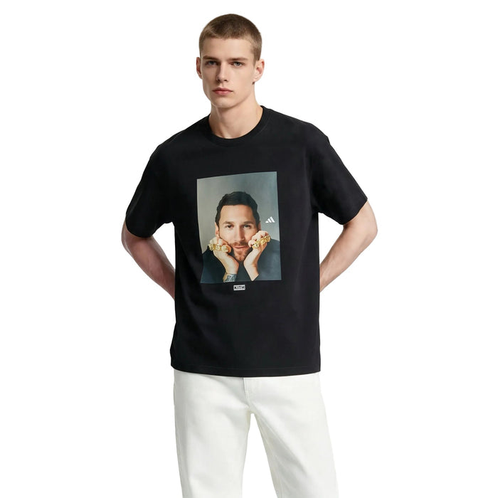 Kith x adidas Messi Football Graphic Tee Black - AFewVibe