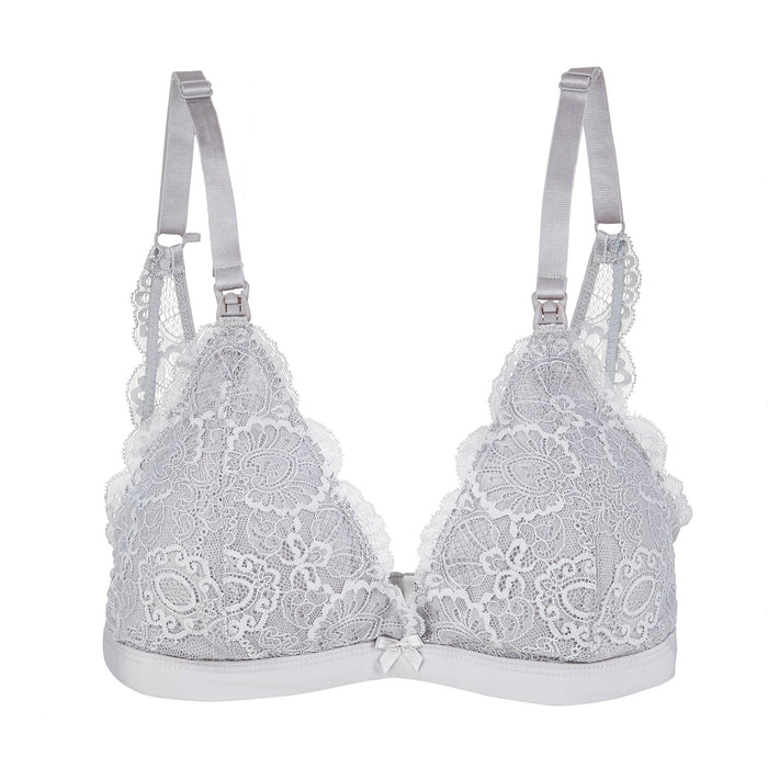 Lace Nursing Bralette (French Grey) - Intimate Whispers