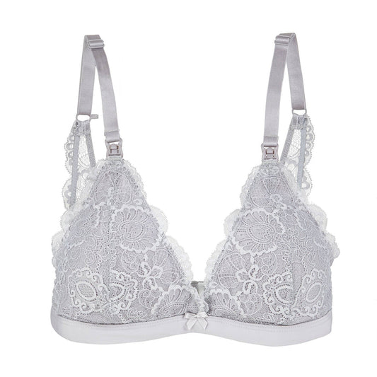 Lace Nursing Bralette (French Grey) - Intimate Whispers