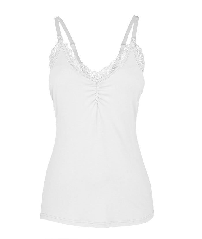 Lace Nursing Camisole (White) - Intimate Whispers