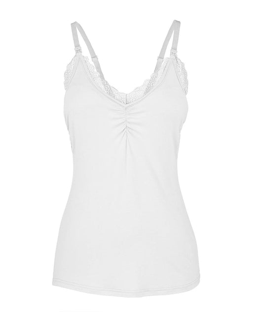 Lace Nursing Camisole (White) - Intimate Whispers