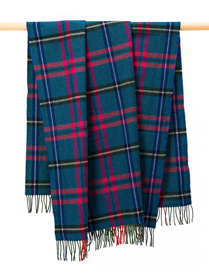 Lambswool Plaid Throw - Blue Pink & Grey #color_blue-pink-grey