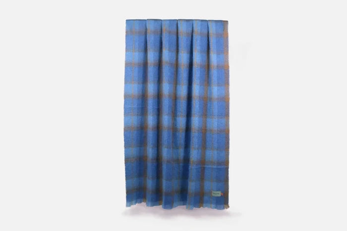 Large Plaid Brushed Mohair Irish Throw Blanket