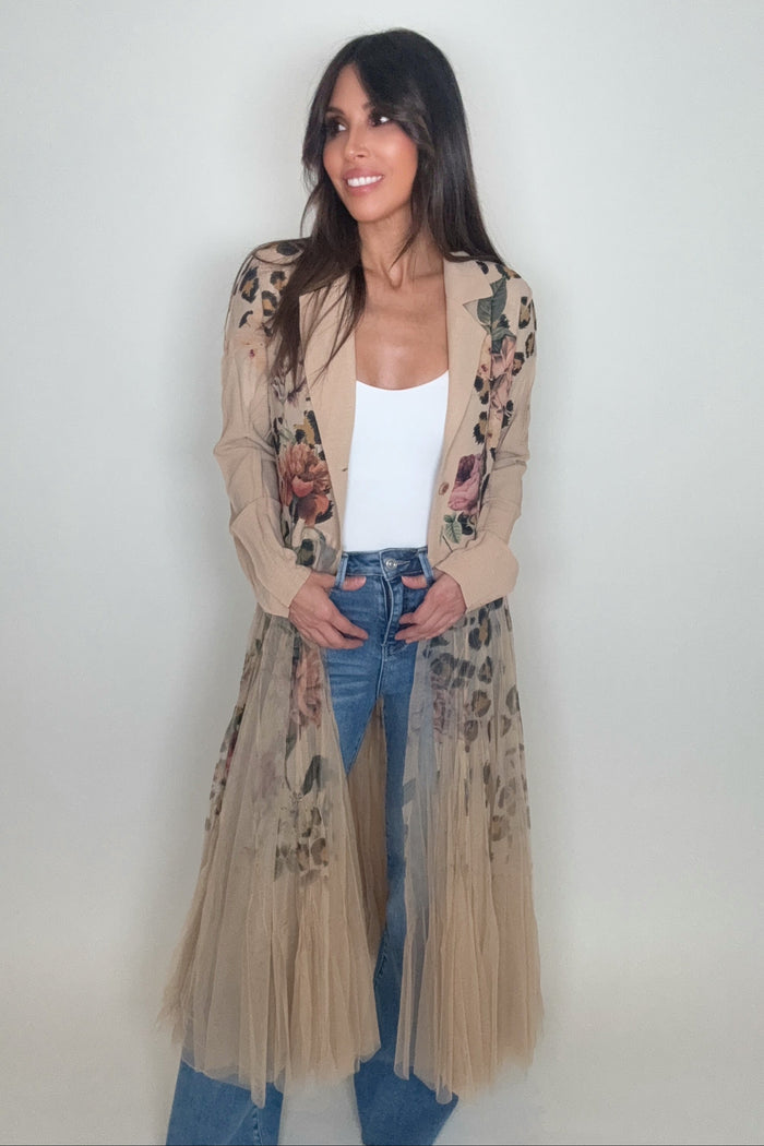 Style the Leopard Rose Cardigan Blazer exclusively at Born To Glam