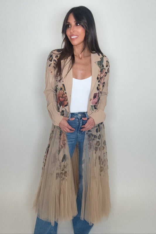 Style the Leopard Rose Cardigan Blazer exclusively at Born To Glam