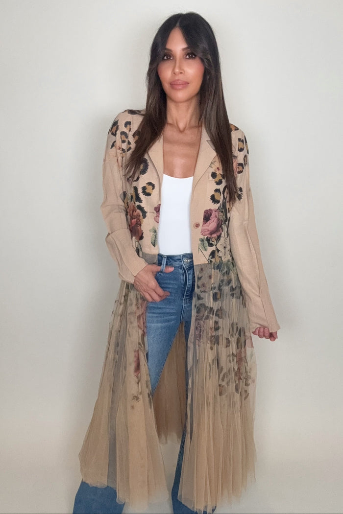 Style the Leopard Rose Cardigan Blazer exclusively at Born To Glam