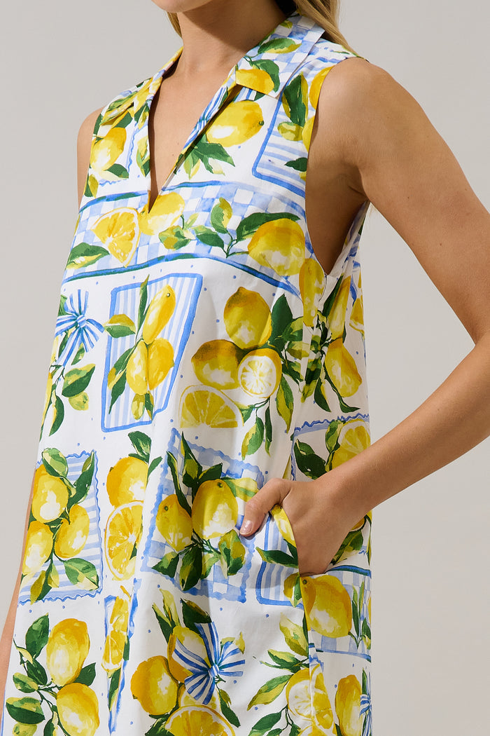 Lexya Collared Shift Mini Dress Lemon Zest