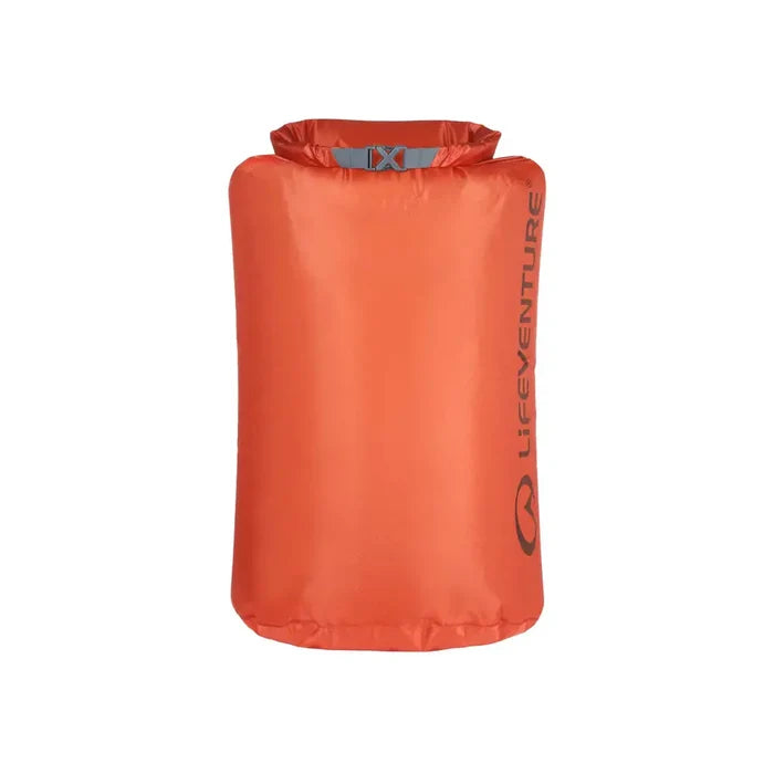 Lifeventure Ultralight Dry Bags 35 litre rust orange shown from the front on a white background