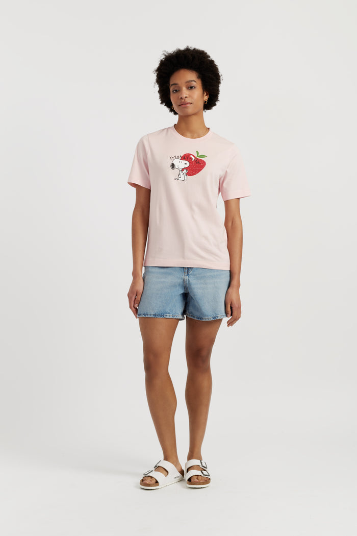 Light-Pink Cotton Snoopy Apple T-Shirt