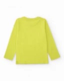 Lime green long sleeve T-shirt for boys with box print