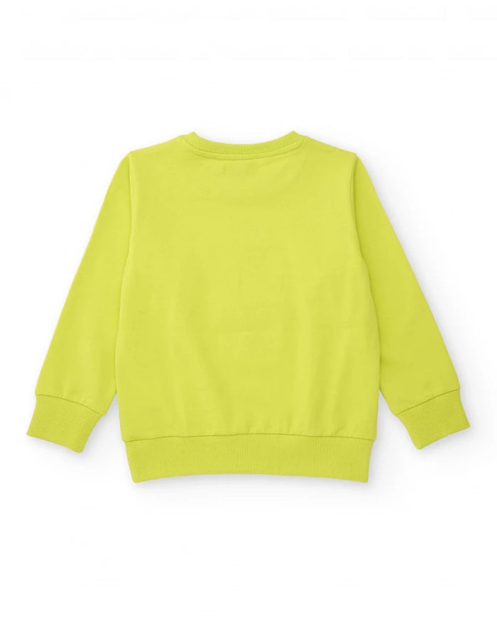 Lime green sweatshirt for boys with urban print