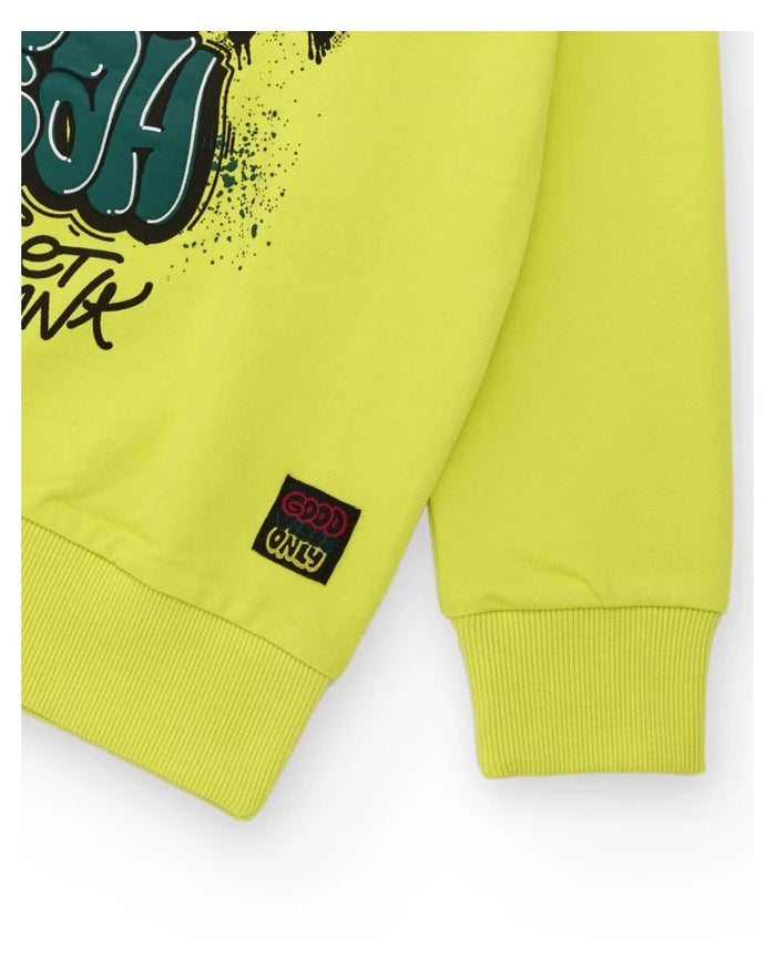 Lime green sweatshirt for boys with urban print