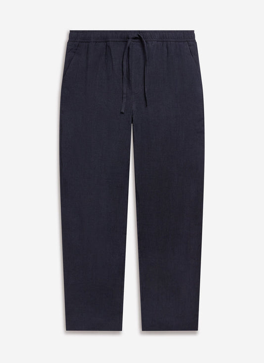 Percival navy linen everyday trousers with drawstring waist