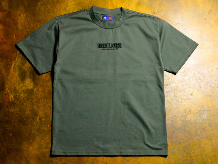 Little Lonsdale St. Heavyweight Embroidered T-Shirt - Khaki Green