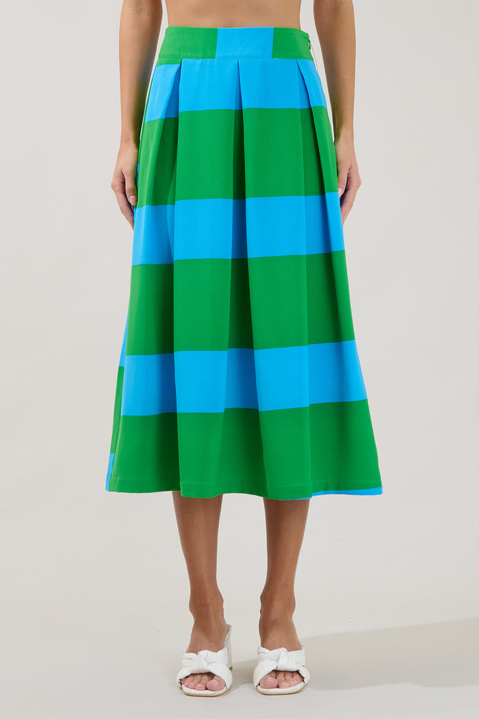 Lolli Stripe Pleated Midi Skirt