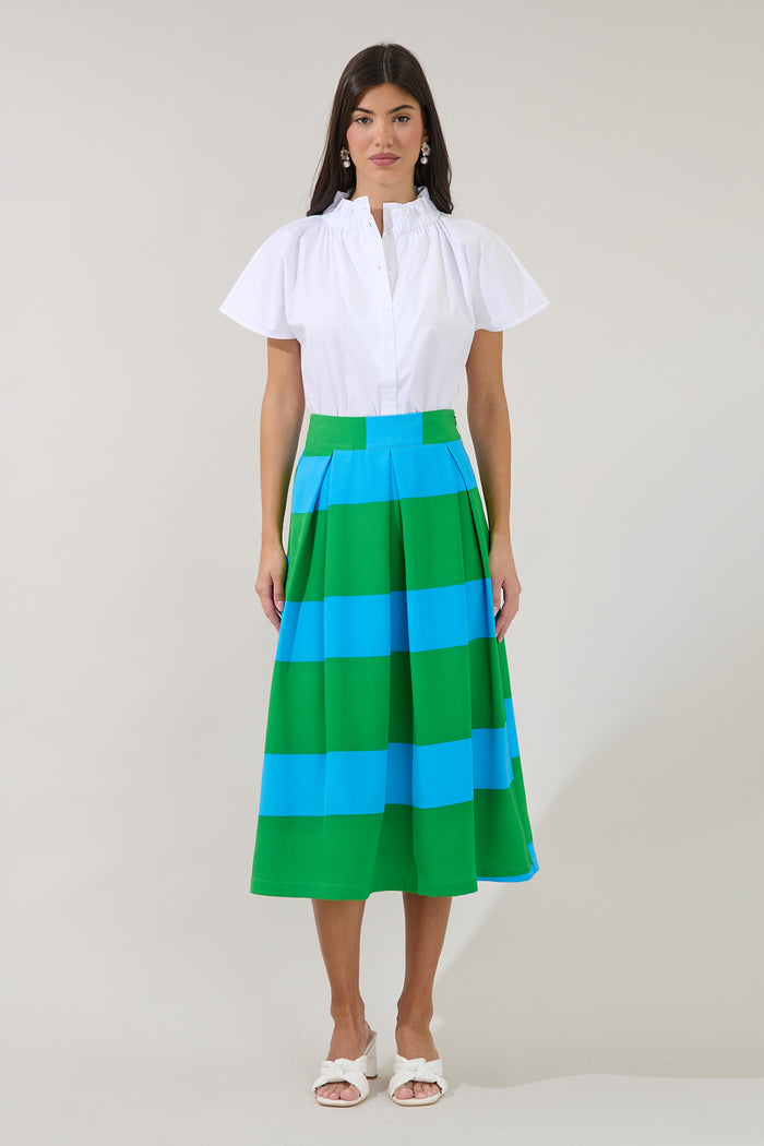 Lolli Stripe Pleated Midi Skirt